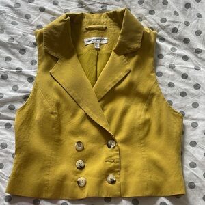 Free People Yellow Double-Breasted Tank Top